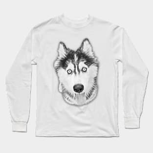 Cute Dog Sketch Art Design Long Sleeve T-Shirt